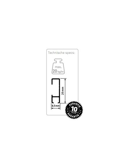 Binario ClickRail bianco verniciabile 3m.