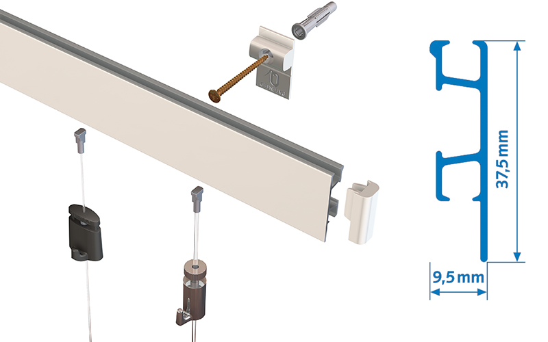 Binario per appendere quadri a parete Arte System - Studio T