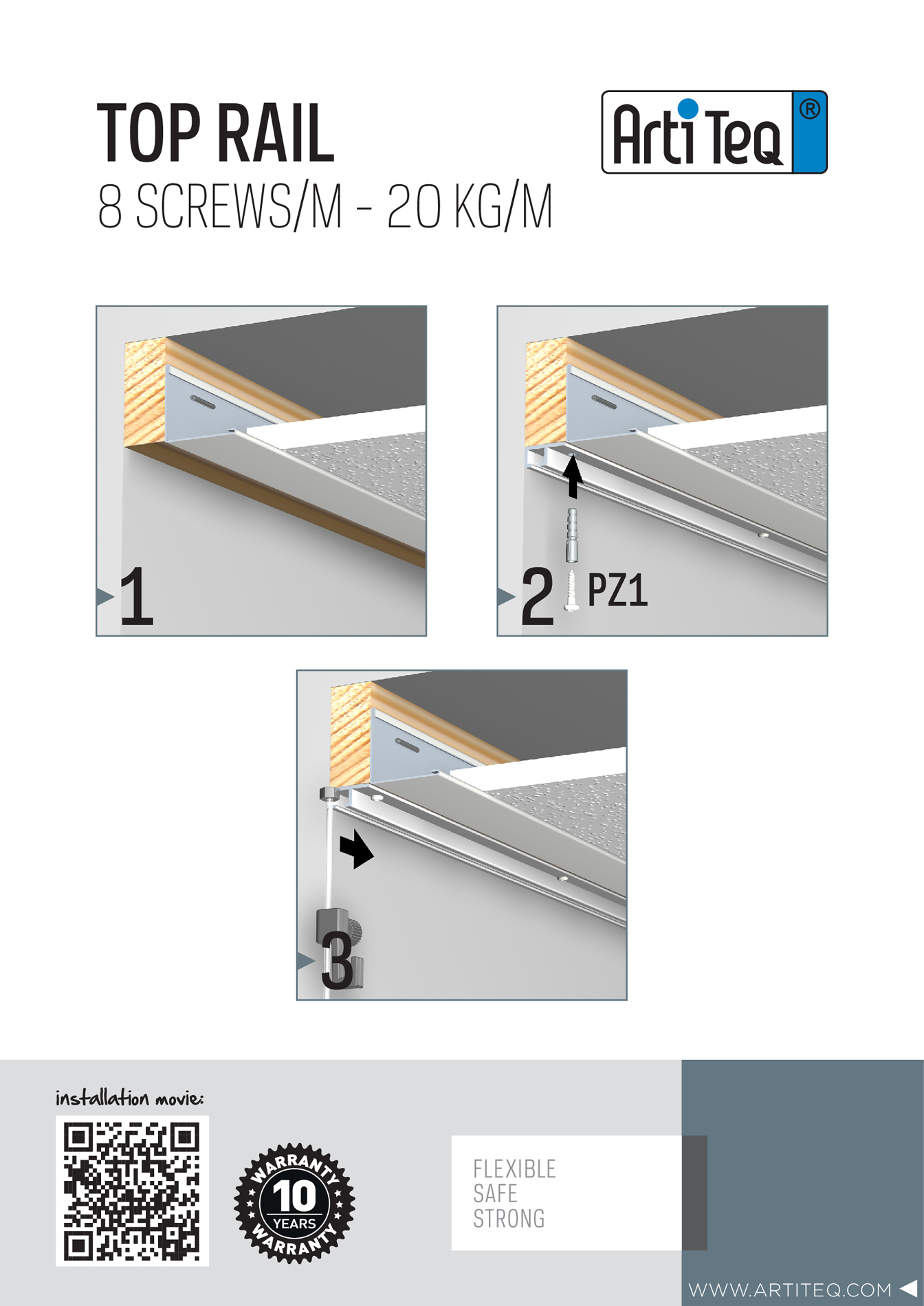 Binario Top Rail per appendere quadri